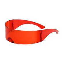 Gafas de Sol Futuristas con Visor Estrecho Tipo Cíclope, Lentes Láser con Protección, Lentes Espejadas, Gafas de Disfraz para Hombre TATA - Morado - Ver 5