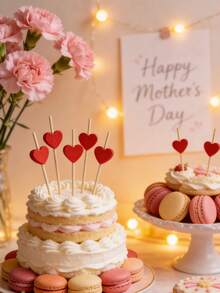 100 que xiên tre hình trái tim màu hồng dùng cho cocktail, trang trí bánh, xiên trái cây, xiên salad, xiên món khai vị, thích hợp cho đám cưới, tiệc tùng, Ngày Valentine, sinh nhật, Ngày của Mẹ. - Nhiều màu - Xem 4