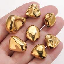 1pc Stainless Steel 18K Gold Plated Fashion Large Hole Rhombus Asymmetrical Spacer Bead, DIY Bracelet Necklace Jewelry Making Accessory - beads - View 2