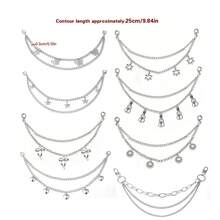 1件双层包包链条挂件装饰吊坠，蝴蝶/心形/星星/十字架钥匙扣挂饰，适用于单肩包、手提包、行李箱，女士礼物，金属链条包包配件 - 銀色 - 查看 6