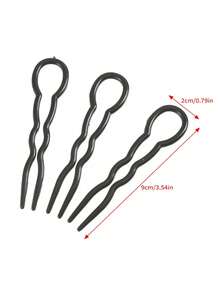 20个黑色塑料U型螺旋发夹，女士美发造型工具套装，发饰 - 彩色 - 查看 4