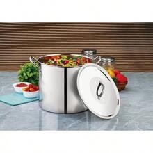 US 8-Qt Stainless Steel Stock Pot With Metal Lid - Ultra Durable, Stay-Cool Handles, American Family Cooking Essential - Single - 查看 3