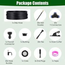 360° Bendable Drip Irrigation System With 49FT 5/8" Tubing Hose 5/16" Faucet Connector Automatic Watering Misting Kit For Garden Greenhouse Yard Lawn - Đen - Xem 6