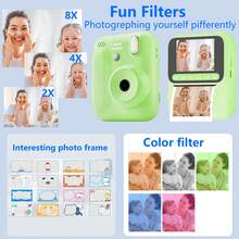 儿童即时相机，儿童彩色即时打印相机，高清儿童数码相机，趣味滤镜，4张即时拍摄打印相纸，拼图游戏和音乐彩色相纸，附赠32GB存储卡，适合3-12岁男孩女孩的礼物 - 彩色 - 查看 6