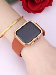 二合一运动硅胶表带和表壳套装，兼容 40mm、41mm、42mm、44mm、45mm、46mm 和 49mm 尺寸的 表带和表壳。柔软舒适的硅胶表带搭配铆钉表扣。防震防刮的硬质 PC 材料和钢化玻璃保护膜一体成型。兼容 Series Ultra/11/10/9/8/7/6/5/4/SE。男女通用智能手表表带和表壳套装。 - 棕色錶帶+玫瑰金殼 - 查看 9