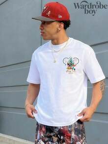 Disney Printed T-Shirt,Men's Mickey Castle Print T-Shirt, Disney Family Trip T-Shirt, Disney Vacation T-Shirt, Unisex,High-Quality Pure Cotton T-Shirt,Suitable For All Seasons, Comfortable And Breathable| Exquisite Design | The Best Choice For Giving Gifts - 白色 - 查看 4