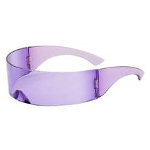 Gafas de Sol Futuristas con Visor Estrecho Tipo Cíclope, Lentes Láser con Protección, Lentes Espejadas, Gafas de Disfraz para Hombre TATA - Morado - Ver 11