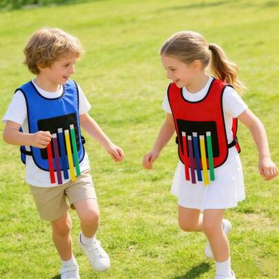 2-In-1 Tug Vest & Sticky Ball Shirt, Kids Waist Belt Grab Tail Game, Preschool Sensory Integration Training Toy, Family Outdoor Elastic Grab Training Set, Picnic Carnival Game Activity, Parent-Child Interactive Toy, Sticky Ball Game Set