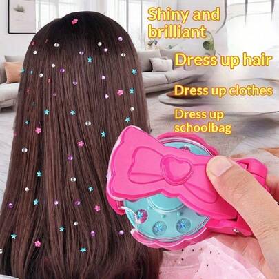 1 Set Molde de joyería para el cabello de diamantes DIY para niños, accesorios para el cabello de vestir para niños, herramienta de peinado de joyería de diamantes, serie brillante con herramientas de peinado encantadoras, regalo de cumpleaños/Halloween/Navidad/Acción de Gracias para niñas