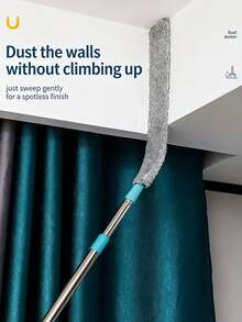 1 Set Extendable Multi-Functional Microfiber Duster With Extension Pole, Retractable Crevice Cleaner, Wet/Dry Cleaning Brush, Suitable For Cleaning Ceiling Fan, High Places, Blinds, Furniture, Car, Sofa, Bedding And Furniture Underside - Multicolor - View 8