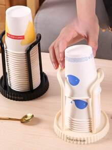1pc Walnut Brass Paper Cup Holder Milk Tea Cup Storage Wood Disposable Paper Cup Picker Coffee Cup Holder Cup Holder Paper Cup Holder Cup Holder Disposable Cup Holder Cup Picker Water Cup Paper Cup Storage Rack - Multicolor - View 7