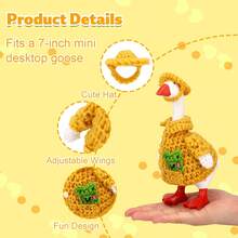 Desk Goose Outfits For 7inch Goose, Raincoat Style Cute Yarn Raincoat And Hat, Mini Goose Outfits - Yellow - View 7
