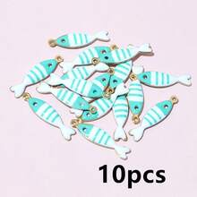 10-20个 18x5mm 不锈钢鱼形珐琅吊坠 不锈钢DIY首饰制作配件 - fish charms - 查看 35