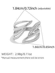2pcs/1pc Geometric Hollow Ring, Casual Open Ring, Stainless Steel Ring, Suitable For Daily Wear, Best Gift For Girlfriend And Wife, Elegant High-End Ring - Multicolor - View 6