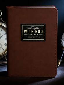 1本《One Minute With God For Men》男士靈修書，365篇內容，便攜式學習計畫，適合作為男友/父親的生日禮物、父親節禮物、學校用品 - 棕色 - 查看 2