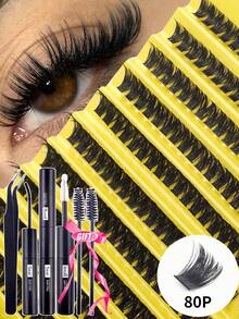 180/160/140/120片D型卷翘单根假睫毛套装，大容量，包含睫毛胶、封层胶、镊子、睫毛刷，新手友好型假睫毛套装，DIY居家睫毛嫁接套装，蓬松浓密分段式假睫毛，自带背胶，睫毛刷适用于日常/淡妆/浓妆/办公室/Y2K/Cosplay眼妆，易于佩戴，轻盈如发，柔软逼真，是送给女性的绝佳礼物。 - 彩色 - 查看 18
