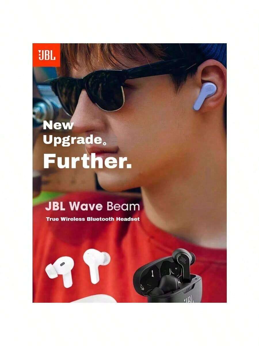 JBL Bluetooth Headset WAVE BEAM Active Noise Reduction In-Ear Headphones IP54 Waterproof Type-C Charging Port White - 彩色 - 查看 1