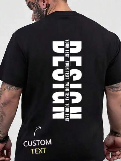 Men's Exclusive! Vertical Custom Text Print Oversized T-Shirt