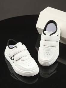 1 par de zapatillas transpirables de diseño sencillo y unisex, con suela blanda antideslizante para bebés y niños pequeños, zapatos de lona versátiles y de moda para niños, adecuados para primavera y otoño - Blanco - Ver 5