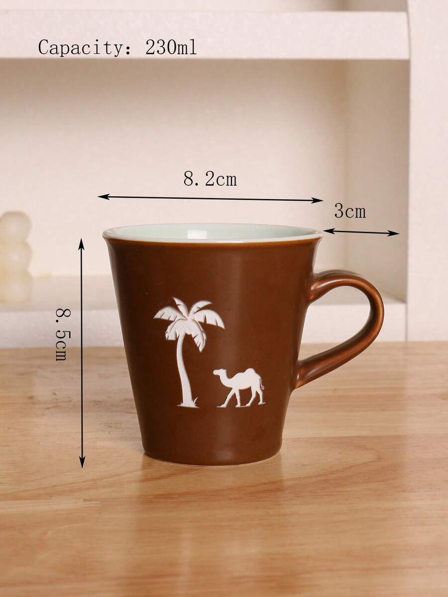 1pc 230ml Minimalist Coffee Cup, Afternoon Tea Cup, Couple Cup, Minimalist Ceramic Coffee Cup, Household Breakfast Milk Cup, Hanging Ear Coffee Cup, Ceramic Cup, Coffee Cup, Wine Glass, Latte Art Cup, Espresso Cup, Ceramic Cup, Kiln-Fired Glaze Ceramic Cup - Multicolor - View 1