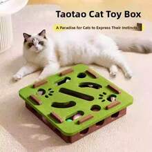 1pc Cat Toy Maze Box, Self-Entertainment Boredom Relief Toy, Cat Tunnel Scratching Toy With Bell Ball - Green - View 5