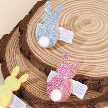 ZOYO 6-Piece Easter Bunny Hair Clips – Glitter Rabbit Hair Accessories – Polyester Non-Woven Fabric Barrettes – Four Seasons Casual Style – Teen Animal Pattern Hair Clips – Festive Holiday Hair Embellishments - Rabbit - View 7