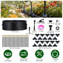 360° Bendable Drip Irrigation System With 49FT 5/8" Tubing Hose 5/16" Faucet Connector Automatic Watering Misting Kit For Garden Greenhouse Yard Lawn - Đen - Xem 1