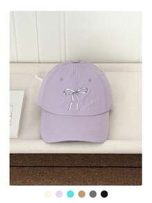 1pc Minimalist Bow & Letter Embroidered Baseball Cap, Unisex Versatile Casual Hat Suitable For All Seasons - Multicolor - View 14