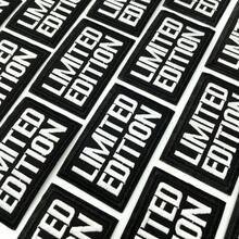 9pcs Letter Embroidery New Design "LIMITED EDITION" Iron On Patches, For Party Clothes, Hats, Pants, Shoes,Give To Friends (Black And White, Golden) - B - View 9