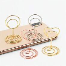10pcs Romantic Heart Shape Place Card Mini Metallic Photos Clips Paper Clamp Clamps Stand Table Numbers Holder Wedding Supplies - Orange (1 Piece) - View 8