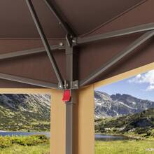 Crea tu Rincón de Sombra en Segundos | Pérgola Desplegable 13x13 Pies con Mosquitero | Ideal para Comidas, Reuniones y Relax en Jardín o Camping - caqui - Ver 11