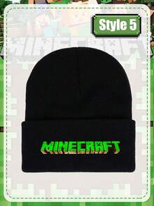 Minecraft Gorro de lana de  - unicolor simple, gorro cálido y acogedor, gorro de punto bordado, gorro para el frío en otoño e invierno, gorro de lana cálido con pequeño borde, bordado de letras para mostrar el rostro, versátil y cómodo gorro de punto con protección para las orejas. - Multicolor - Ver 4