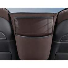 Bolsa de almacenamiento media para asiento de coche, organizador colgante de reposabrazos de coche de cuero PU, soporte para bolso multifunción, bolsillo de red, almacenamiento de pañuelos y tazas LUU5 - Marrón Cristal - Ver 5