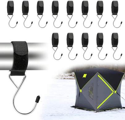 14 Piece Heavy Duty Ice Fishing Shelter Hooks For Tent Camping Hunting