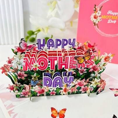 1pc Happy Mother's Day 3D Pop-Up Card With Envelope - Best Mom, Floral Design, Suitable For Party Invitations, Birthdays And Home Decor, Mother's Day Gift | Vibrant Pop-Up Card | Paper Craft Card