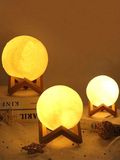 1个带底座的3D月球灯，床头月光灯，电池供电，家居装饰LED睡眠灯，生日礼物，适合求婚、浪漫婚礼、新年、家居装饰、卧室、客厅、办公室，最佳礼物，DIY家居，窗户，客厅场景