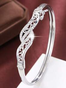 1pc Fashionable Twisted Zirconia Bangle, Same Style As Internet Celebrity, Versatile Commuting Jewelry - Bracelet - View 2