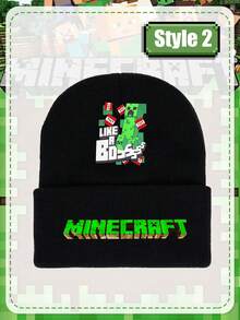Minecraft Gorro de lana de  - unicolor simple, gorro cálido y acogedor, gorro de punto bordado, gorro para el frío en otoño e invierno, gorro de lana cálido con pequeño borde, bordado de letras para mostrar el rostro, versátil y cómodo gorro de punto con protección para las orejas. - Multicolor - Ver 16
