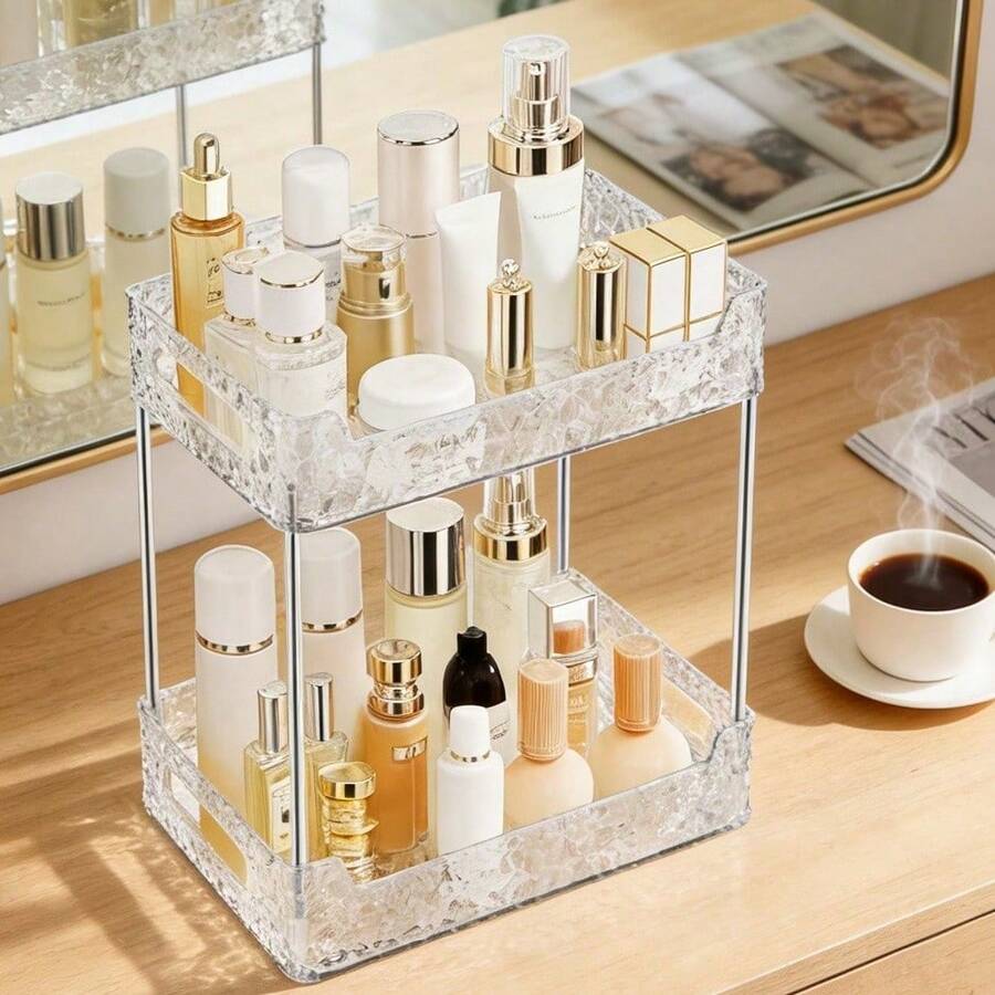 2/3 étages Organisateur de vanité de salle de bain, boîte de rangement multi-couches pour cosmétiques, parfums, produits de beauté, soins de la peau, plateau de coiffeuse de chambre, étagère à épices de cuisine, rectangulaire