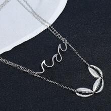 1 Set Summer Beach, Daily, Travel, Home Party, Evening Wear Multilayer Elephant, Moon, Shell, Geometric Necklace For Women - Silver - View 10