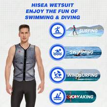 HISEA 柔软浮力游泳背心；内置柔软浮力棉，无需充气；沙滩冲浪浮力服；水上摩托艇浮力服 - 灰色 - 查看 2