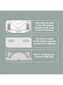 Estación de carga para Quest 2/3/3S VR - Soporte de carga rápida con soporte para controlador, luz LED y puerto USB (Blanco) - Blanco - Ver 7