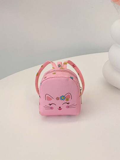 Cartoon Mini Coin Purse With Cute Cat Print