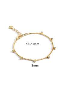 Charm-In 1pc Zirconia Bracelet, Suitable For Daily Wear Or Gatherings, Holiday Gift - Yellow Gold - View 3