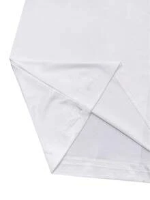 男士极简主义马匹剪影印花撞色圆领短袖T恤，修身版型，轻薄透气，夏季款 - 白色 - 查看 5