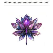 蓝色莲花蜻蜓太阳捕光器，2D亚克力悬挂装饰，紫色彩绘玻璃风格，窗户家居装饰，梦幻星空艺术，波西米亚风，光捕器吊坠，室内外装饰 - A - 查看 7