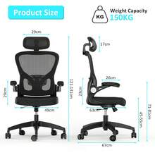 Ergonomic Office Chair: Breathable Mesh Back + Thickened Memory Foam Seat | Adjustable Headrest & Lumbar Support | Silent Casters For Home/Computer Work - Black - View 2
