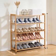 Senmeo 5-Tier Solid Wood Shoe Storage Rack, Sturdy Organizer For Sneakers/Boots/Heels – Entryway/Bedroom, Natural Wood, Perfect For Holiday Home Organization - 5 tầng - Xem 5