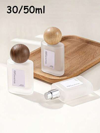 30ml/50ml Refillable Wooden Grain Fragrance Bottle, Leak-Proof Reusable Travel Fragrance Refill Bottle, Made Of Glass With Wooden Cap And Mist Sprayer, Ideal For Creating Personalized Fragrance. The Best Gift For Girlfriend, Best Friend, Valentine's Day, Birthday.