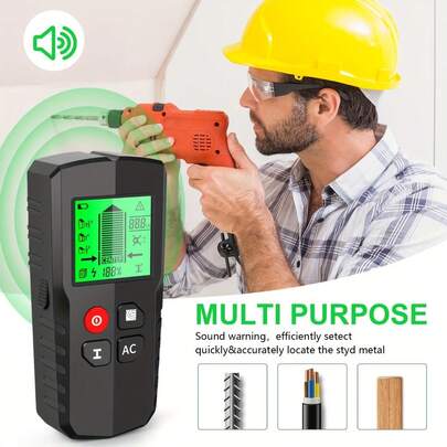 1 pieza Detector de vigas de 5 en 1, equipado con chip de microprocesador inteligente y pantalla LCD de alta definición, detector de vigas para detectar el centro y el borde de madera, cables, montantes metálicos y vigas